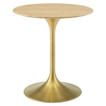 Modway Lippa 28" Round Wood Grain Dining Table in Gold Natural