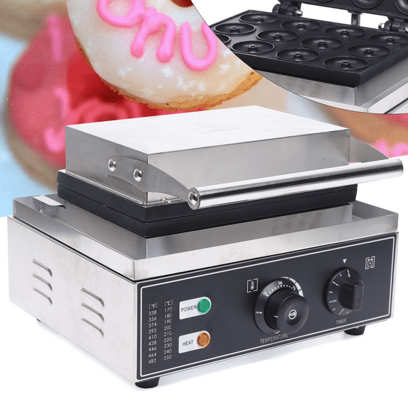 12-Hole Doughnut Maker, Nonstick, 1550W Electric Doughnut Making Machine for Commercial, Home Use 110V
