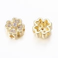 thumbnail image 2 of 30pcs Rack Plating Brass Micro Pave Cubic Zirconia Beads Flower Real 18K golden Plated Mixed color Mixed color 8x5mm Hole: 1.5mm, 2 of 4