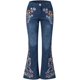 thumbnail image 3 of Pantalones vaqueros acampanados con bordado floral para mujer, talla grande, pierna ancha, tiro bajo, acampanados, 3 of 5