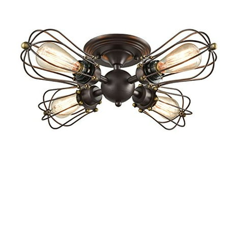 Yobo Lighting Oil Rubbed Bronze Wire Cage Vintage 4 Lights Semi