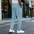 thumbnail image 3 of fatyb Mens Casual Pants Elastic Waist Drawstring Travel Pants Solid Color Lightweight Work Pants with Pockets, 3 of 7