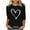 Black, variant on Riecok 3/4 Sleeve Blouses for Women Plus Size Heart Print Crewneck Pullover Tunic Tops Dressy Holiday Tee Shirts
