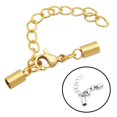 thumbnail image 4 of Lobster Clasp Set with 2 mm Hole Cord End Caps and Extension Chain for Jewelry Making - Stainless Steel, Gold Plated, 1 Piece, 4 of 5