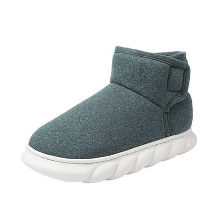 XIMIN Ladies Warm Slippers Ladies Fashion Solid Color Suede Cotton Slippers Warm Thick SToled Short Cotton Boots Cute Bedroom Comfy Shoes(Grey US 7)