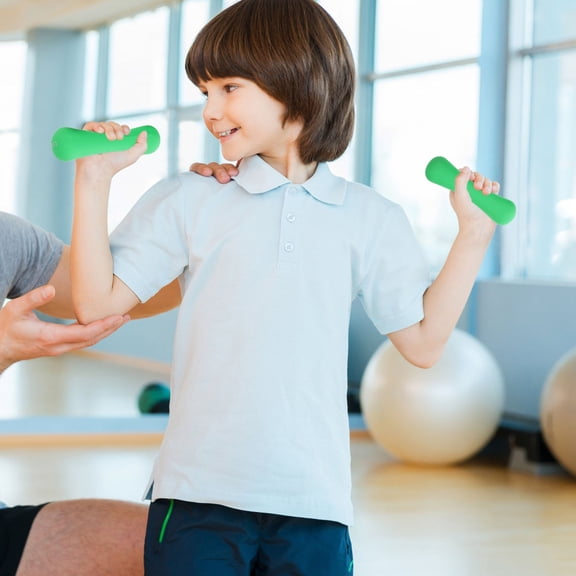 LITINKIMI 2Pcs Kids Workout Equipment Bone Shaped Light Green PVC Iron Exercise Training