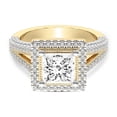 thumbnail image 4 of IGI Certified 2 Carat Princess Shape Lab Grown Diamond Engagement Ring | 14K Yellow Gold | Opulenté Antique Halo Diamond Ring | FG-VS Quality Friendly Diamonds, 4 of 6