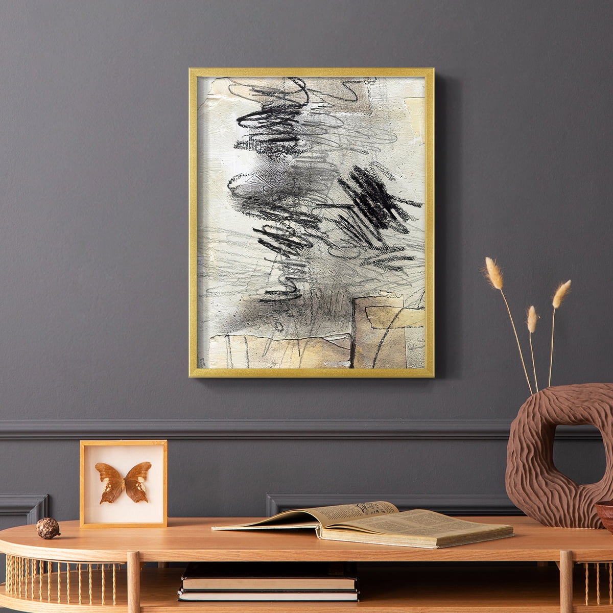 Masked Notes II Framed Print in Gold Solid Wood Framed Print No Nail Hanging