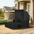 thumbnail image 4 of Costway Patio Rattan Daybed Lounge Retractable Top Canopy Side Tables Cushions Black, 4 of 10