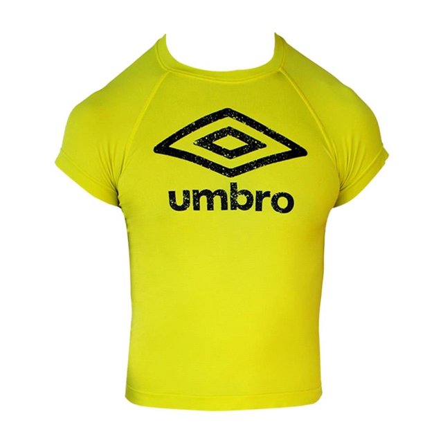 Playera Umbro Talla 8 Manga Corta Lisa Logo Grande Amarillo