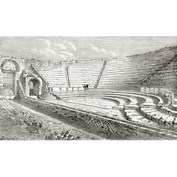 The Small Theatre, Pompeii, Naples, Italy From Italian Pictures By Rev. Samuel Manning, Published C.1890. by Hilary Jane Morgan / Design Pics (36 x 20)