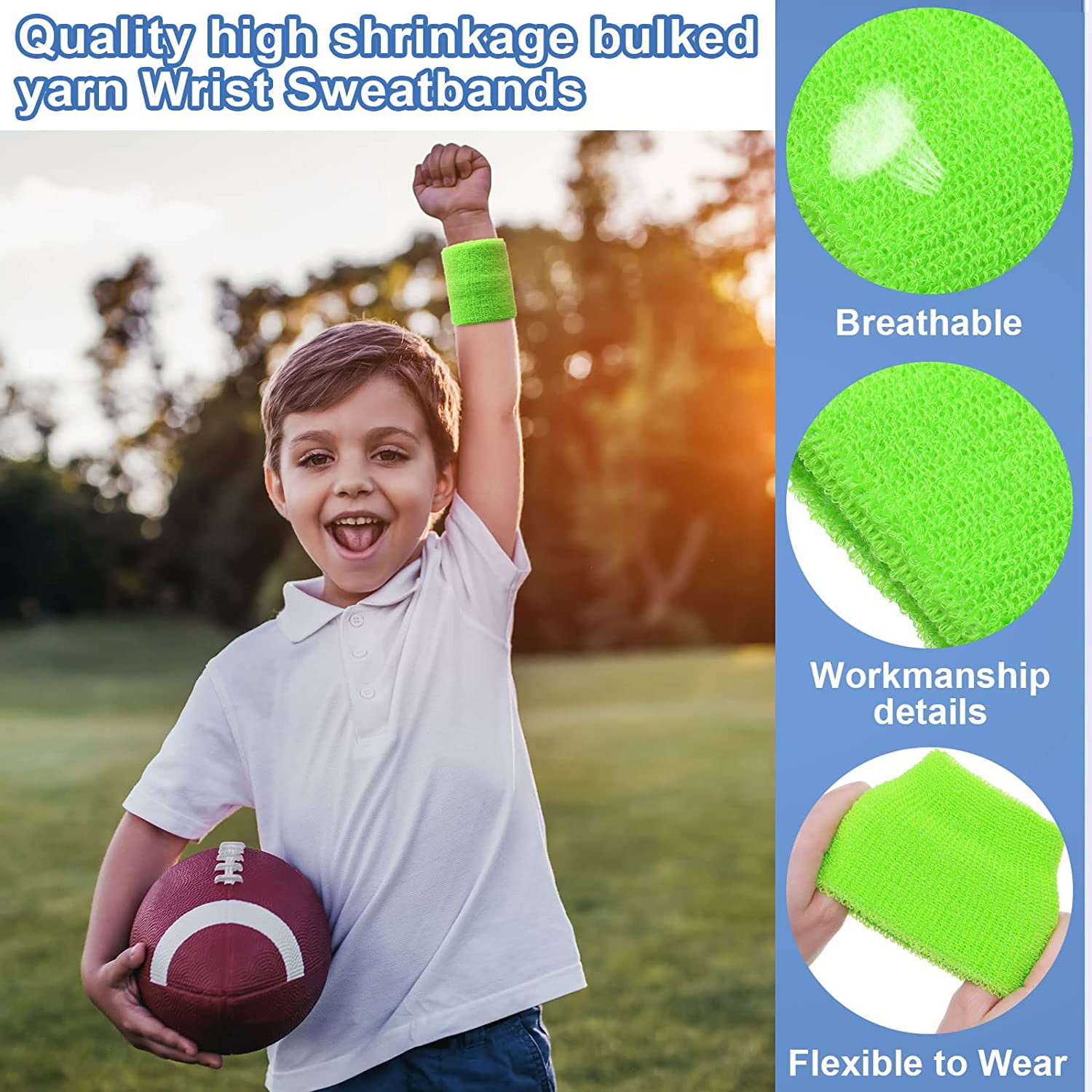 8 Pairs Kids Sports Wristbands TRIANU Colorful Wrist Sweatbands Terry Cloth Wristbands for School Students Teacher Sports Birthday Basketball Party Favors Walmart