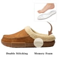thumbnail image 4 of Needbo Men's Moccasin Slippers Faux Leather Fuzzy Lined House Shoes Warm Memory Foam Indoor Outdoor Brown, Size 6-7, 4 of 7