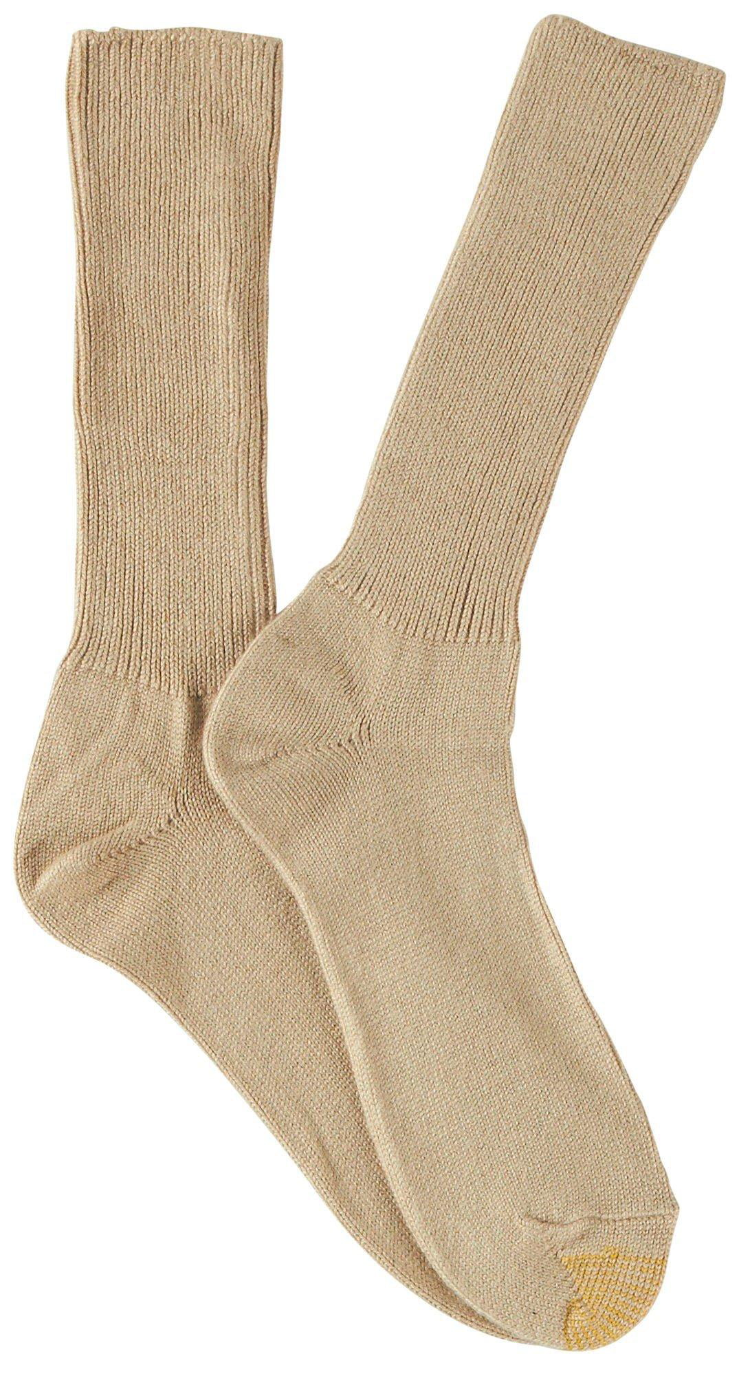 Men's Gold Toe 520S Fluffies 1x1 Rib Crew Sock (Khaki 10-13) - Walmart.com