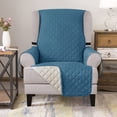 thumbnail image 2 of 2024 Reversible Wing Chair Slipcovers with Elastic Band and Side Pocket (Navy), 2 of 6