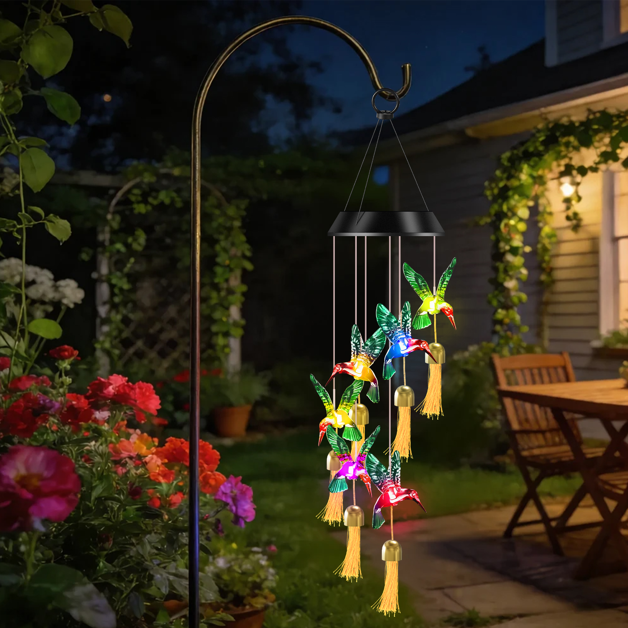 DAYBETTER Solar Hummingbird Wind Chimes 7 Color photo 5