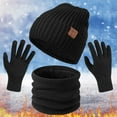 thumbnail image 2 of Women&Men Winter Warm Cute Wool Hat Scarf Gloves Slouchy Three Pieces Winter Snow Knit Cap Screen Mittens Scarves Sets, 2 of 3
