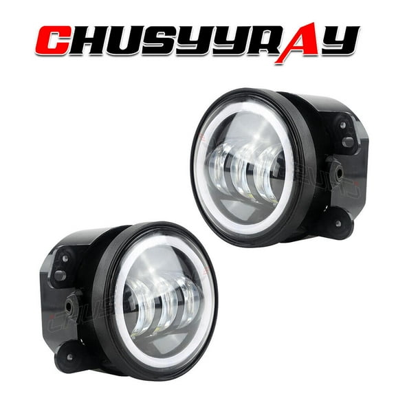 Pair 4" Inch Round Amber LED Fog Lights Driving Lamp Compatible with Jeep Wrangler JK JL JT