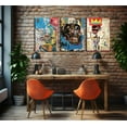 thumbnail image 3 of 3 Pcs Street Wall Art Modern Abstract Pictures Poster Prints Wall Decor Artist Blue Color Print Canvas Painting for Living Room Bedroom Bathroom Office Home Decorations (Framed canvas), 3 of 6