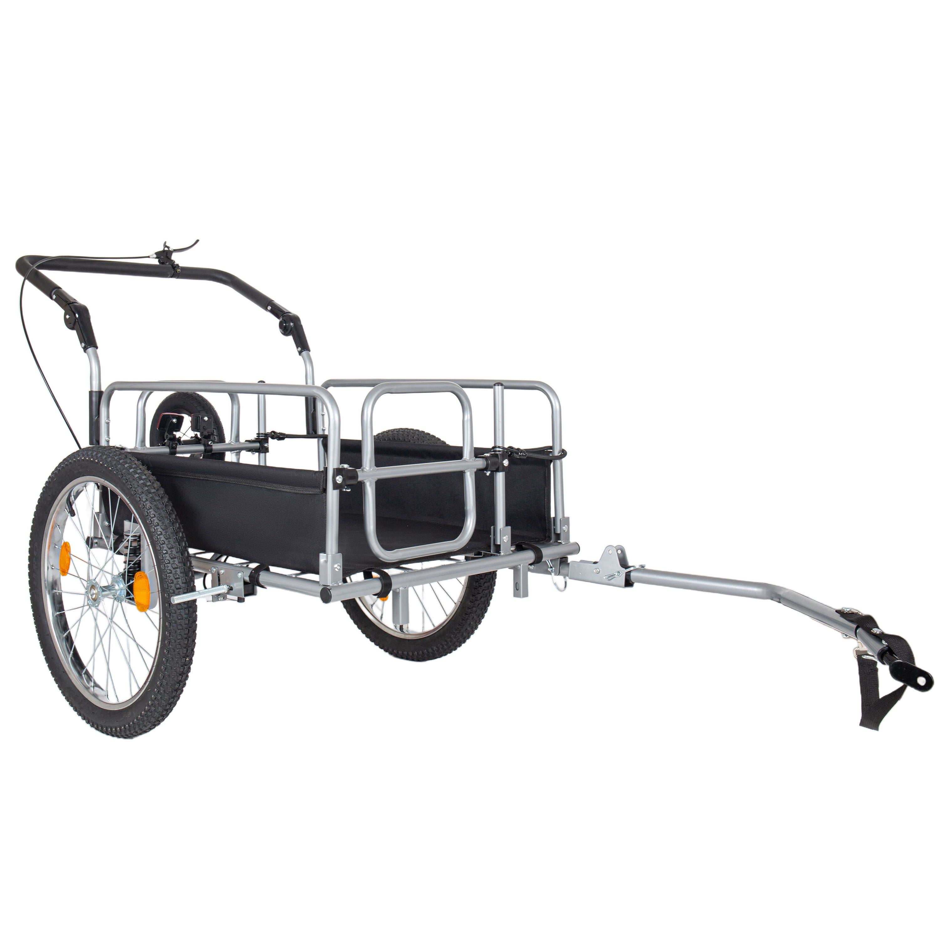 3-in-1 Heavy-Duty Bike Cargo Trailer, Upgraded 20"x2.6" Wide Fat Tires, 150lbs Capacity, Steel Frame, Convertible Stroller & Pull Cart w/Suspension