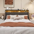 thumbnail image 2 of Full Size Upholstered Platform Bed with RGB LED Lights, Platform Bed Frame with Wings Headboard, Full Bed Frame with Solid Steel Framework and Solid Wood Slats Support for Bedroom,  Dark Grey, 2 of 9