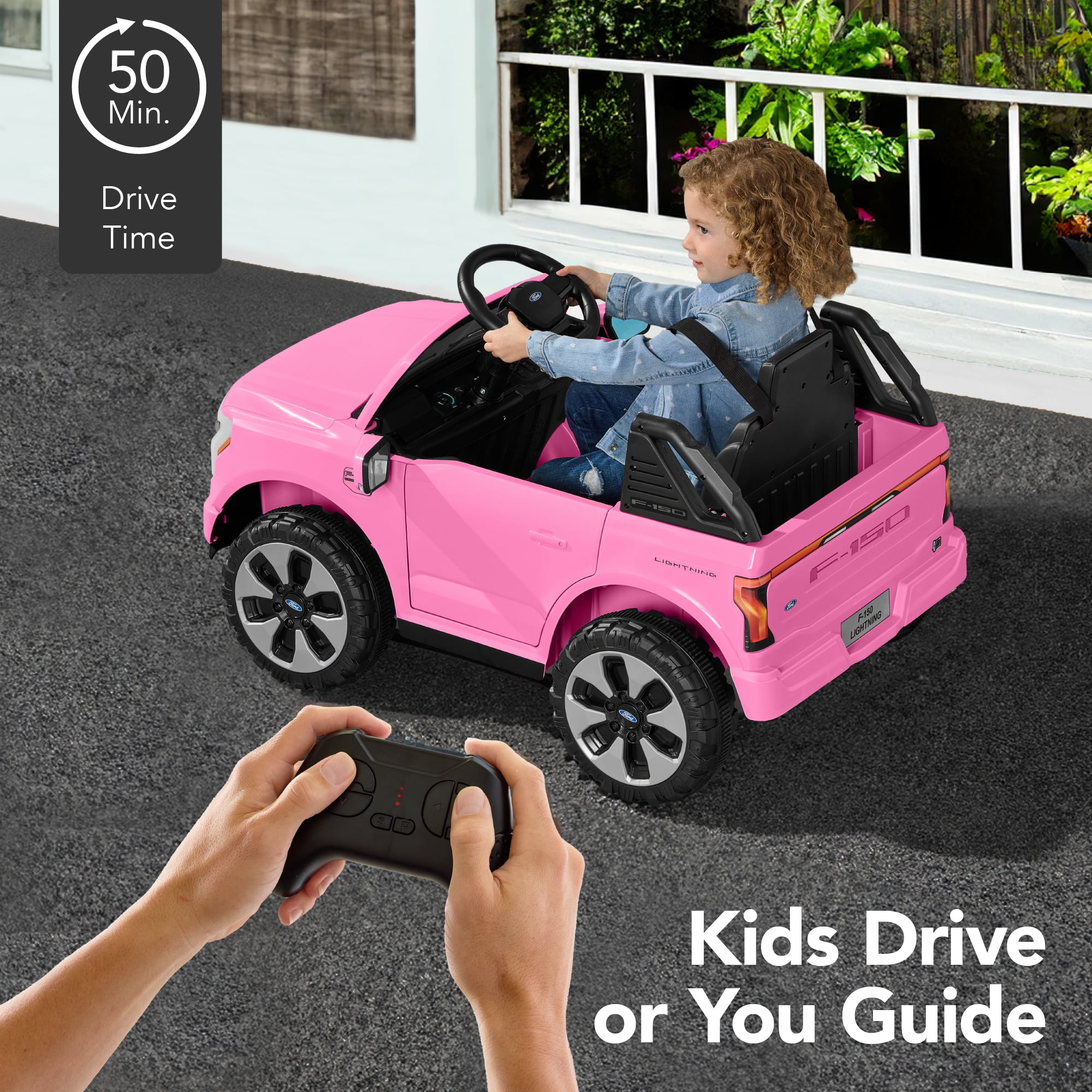 Best Choice Products Kids 12V Ride On Car Officially Licensed Ford Lightning Truck w/ Remote, LED Lights - Pink