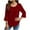 Red, variant on cocolona Womens Ruffle 3/4 Sleeve Tops Summer Solid Color Crew Neck Shirts Fashion Casual Loose Tunic Blouses