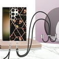 thumbnail image 3 of Case for Samsung Galaxy S24 Ultra, Luxury Crossbody Detachable Strap Silicone Bumper Frame Marble Pattern TPU Ultra Slim Drop Protective Case Cover for Samsung Galaxy S24 Ultra - H, 3 of 5