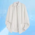thumbnail image 2 of Zylarhe Mens Summer Shirts, Men Casual Loose Autumn Trend Solid Shirt Long Sleeve Button Down Tops White XXXL, 2 of 4