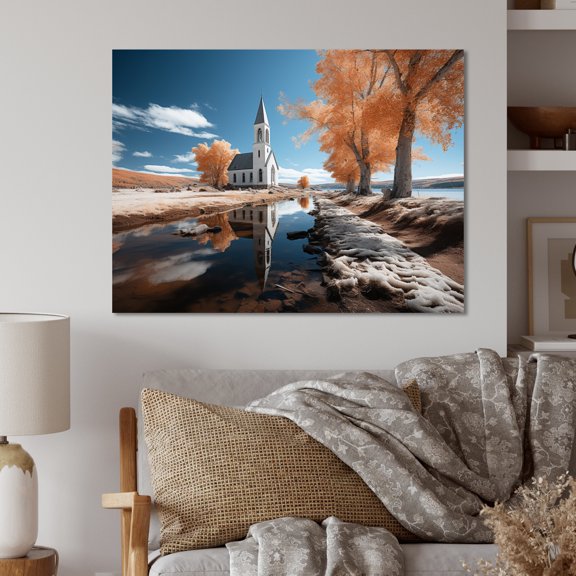 Designart "horizon Church Sacred Reflections I" Spiritual Metal Art Print