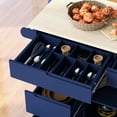 thumbnail image 4 of Harper & Bright Designs Kitchen Island with Wheels and Storage 8 Drawers, Large Kitchen Island Cart with Flatware Organizer, Blue, 4 of 15