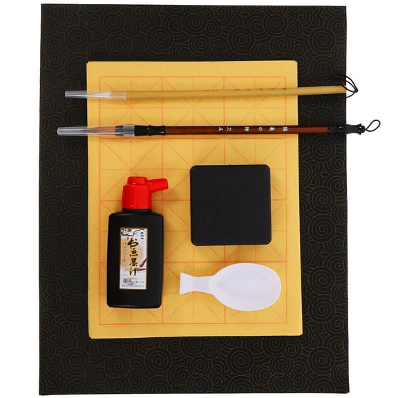 FRCOLOR Calligraphy Pens Set for Beginners with Ink Stone Writing Brushes and Ink for Practice Use Multi Color