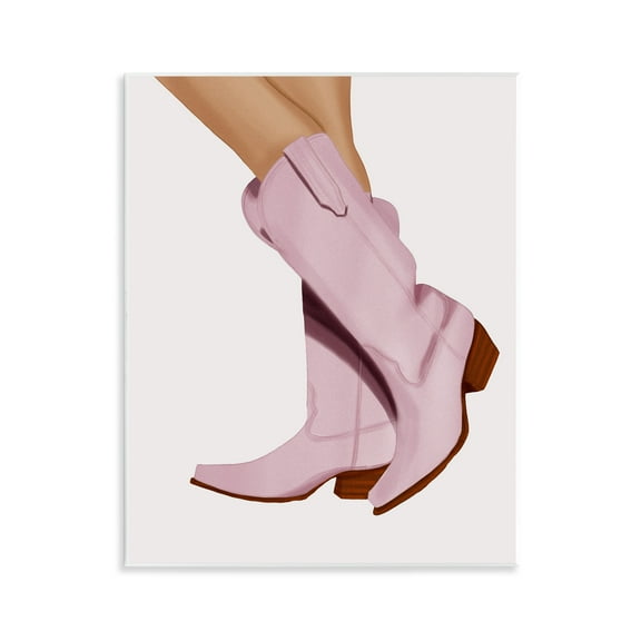 Stupell Industries Pastel Pink Cowgirl Boots Fashion Painting Unframed Art Print Wall Art, 11 x 14