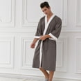 thumbnail image 4 of Mens Kimono Robe Fleece Plush Long Bath Robes Male Cozy Warm Bathrobe Spa Robe Warm Winter Sleepwear Loungewear Loose Fit Kimono Robe With Belt, 4 of 6