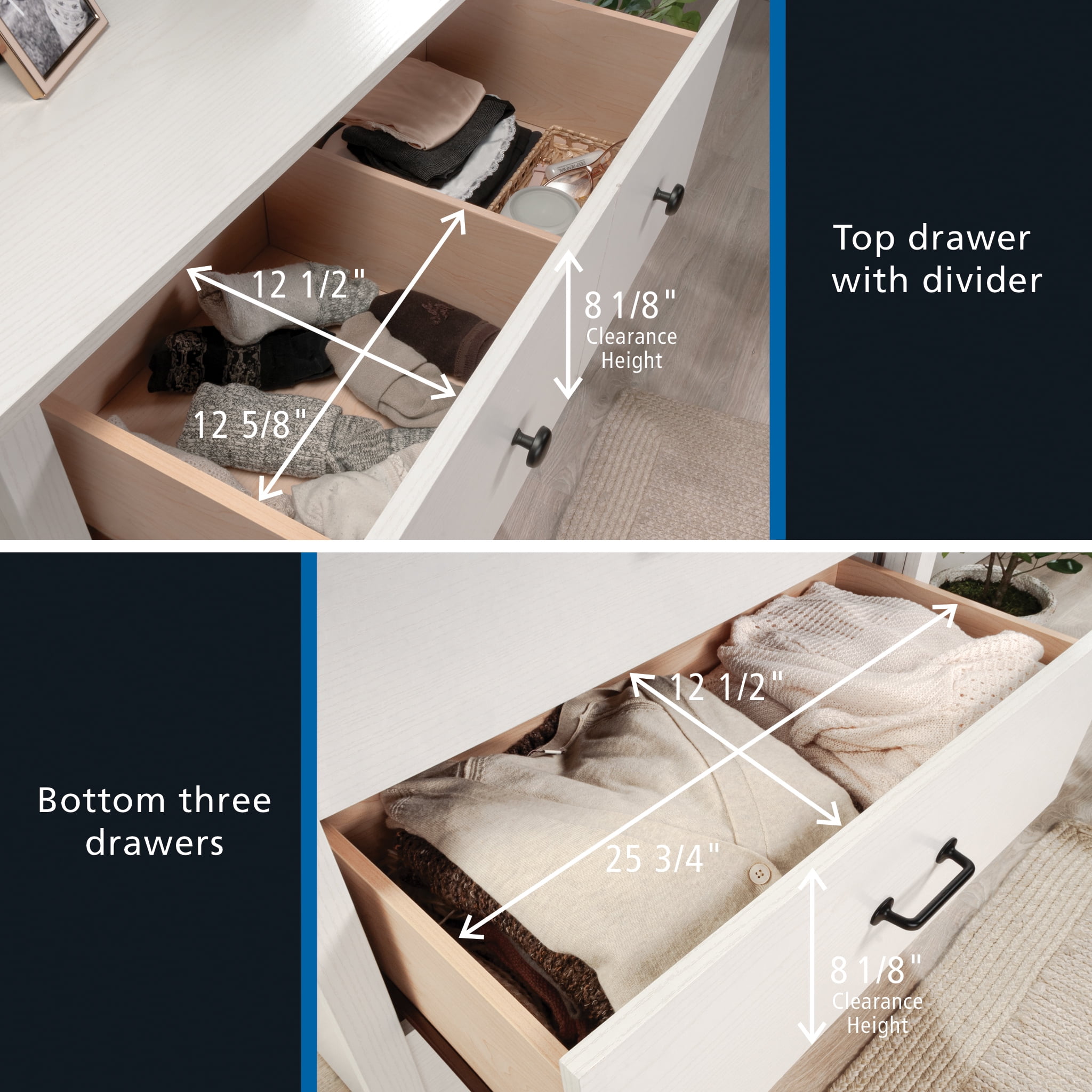 Mainstays Harrington 4 Drawer Dresser, White Wood Finish