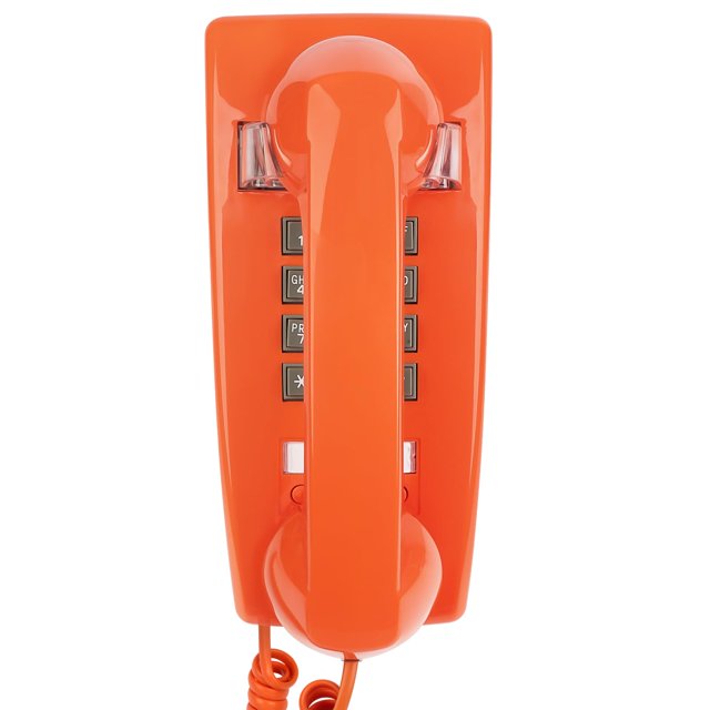 Teléfono fijo retro Sangyn con timbre mecánico naranja