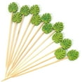 Green Leaf Cocktail Picks 5 Inch Long Bamboo Fancy Toothpicks for
