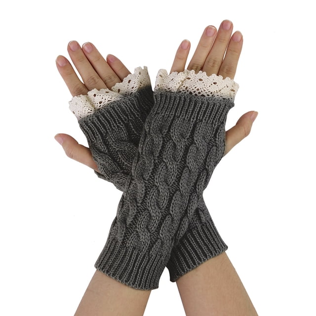 Guantes tejidos sin Dedos uxcell de Acanalado Trenzado Gris Oscuro Una Talla
