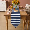 thumbnail image 5 of Table Runners 120 Inches Long, Navy Blue Stripe Cotton Linen Kitchen Dining Coffee Table Runner for Party Home Decor, Modern Simple Geometric White Striped Tabletop Dresser Scarves 13x120 Inch, 5 of 9