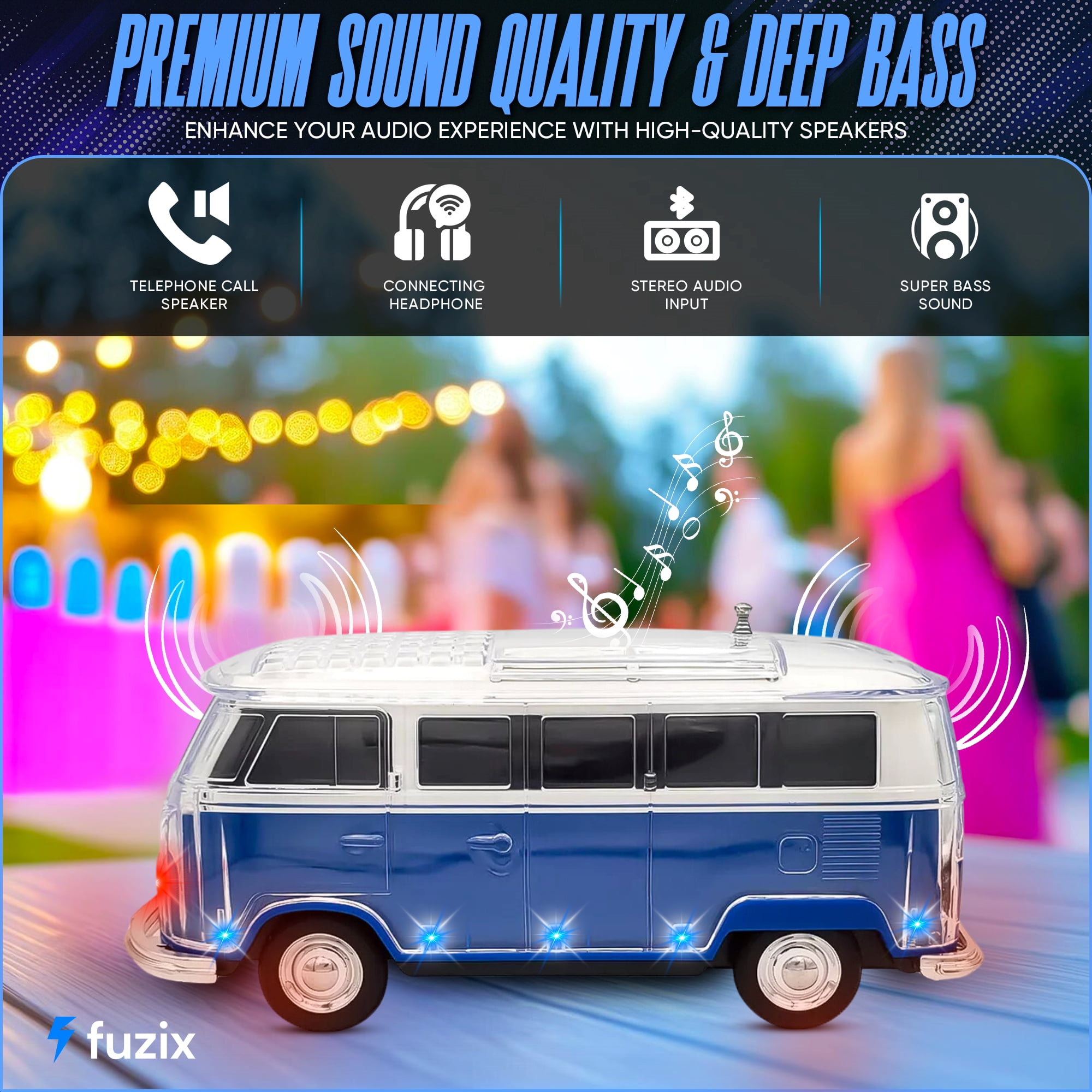Fuzix WS-267 Car Bluetooth Portable Speaker with LED AUX USB FM Rechargeable