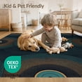 thumbnail image 4 of ODIKA 6'x9' Washable Area Rug Easy Care, Non-Shedding, Record Inspired Vinyl Geometric Circle Wave Shaped Music Round for Queen Size Bedroom Under Bed Master Suite, 4 of 7