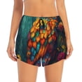 thumbnail image 2 of Balery Colorful Owl Forest Pantalones cortos deportivos para mujer con forro y dos bolsillos, elásticos, para entrenamiento, gimnasio, yoga-XX-Large, 2 of 7