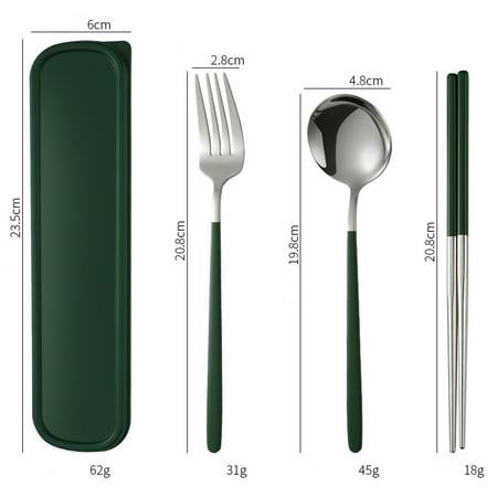 

4pcs/set Portable Tableware Multifunction Cutlery Fork Spoon Chopsticks Portable Tableware Multifunction Cutlery Silver Dark Green