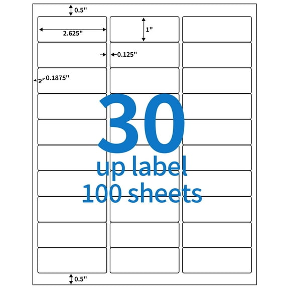 BESTEASY 30-up 100 Sheets 1" X 2-5/8" Address Shipping Labels for Laser and Inkjet Printers, FBA Product Labels (3000 Labels)