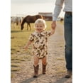 thumbnail image 6 of BemeyourBBs Newborn Baby Boys Cowboy Outfit Infant Summer Romper Shirt Clothes Cactus Horse Print Short Sleeve Lapel Button Down Bodysuit One Piece, 6 of 9
