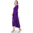 thumbnail image 3 of Sakkas Mirabel Stonewashed Corset Style Floral Emboridery Kimono Sleeve Dress - Dark Purple - L/XL, 3 of 5