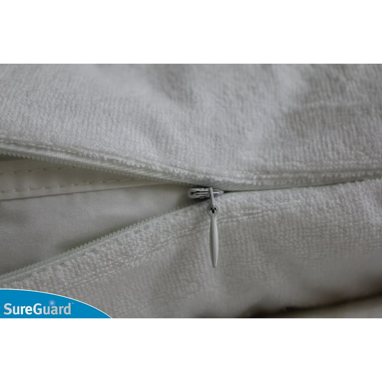 Set of 2 Standard Size SureGuard Pillow Protectors - 100% Waterproof, Bed  Bug Proof, Hypoallergenic - Premium Zippered Cotton Terry Covers Standard  Cotton Terry 