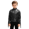 thumbnail image 6 of iiniim Tassel Boys Sequin Jackets Mock Neck Jacket Zip Up Coat Sparkle Outwear Performance Clothes Black 12, 6 of 7
