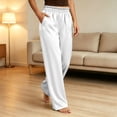 thumbnail image 6 of Stamzod Wide Leg Pajama Pants Women Plus Size Fashion Satin Comfy Pants Ruffle High Waisted Casual Lounge Pants with Pockets XXXL, 6 of 9