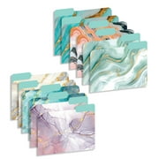 New Generation Decorative Letter Size 1/3 Cut Tab File Folders, Marble Patterns, 12 Count